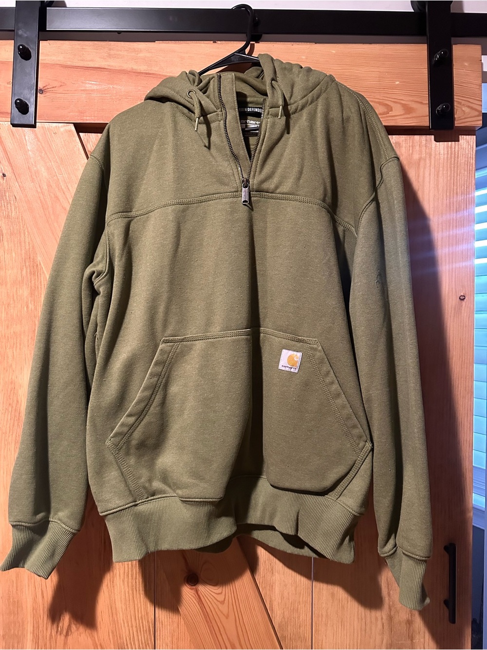 Carhartt Green Hooded Quarter-Zip Sweatshirt
